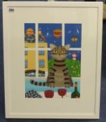 BRIAN POLLARD signed Limited Edition print no 29/250, 'The Cat and The Dolphin', 34cm x 24cm.