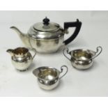 Silver teapot, basin and two cream jugs (4), weight 22.50oz.
