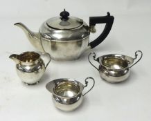 Silver teapot, basin and two cream jugs (4), weight 22.50oz.