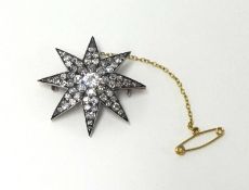 A fine antique diamond set Star Brooch, width 35mm, weight 6.20g.