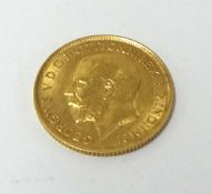 A George V gold half sovereign, 1912.