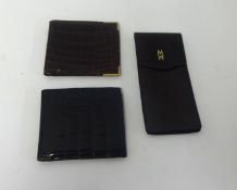 ASPREY & CO a Gents 9ct gold mounted crocodile skin wallet, also a MW case and another wallet (3)