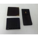 ASPREY & CO a Gents 9ct gold mounted crocodile skin wallet, also a MW case and another wallet (3)