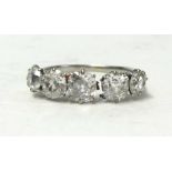 A diamond 5 stone ring, size P, (damaged setting).