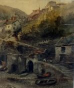 ALFRED LEYMAN (1856-1933) a pair signed watercolours 'Clovelly', 46cm x 37cm.