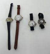 LONGINES a silver traditional small dial wrist watch and three others including Talis.