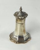 A single silver pepper pot, with flared base, weight 49g.