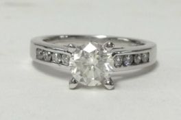 A fine 18ct white gold diamond solitaire ring, approx. 1 carat, size L 1/2.