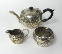 A Victorian silver tea set of small size, circa 1890/1891, weight 13.40oz.