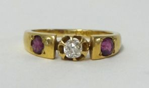 A pink sapphire and diamond, size L.