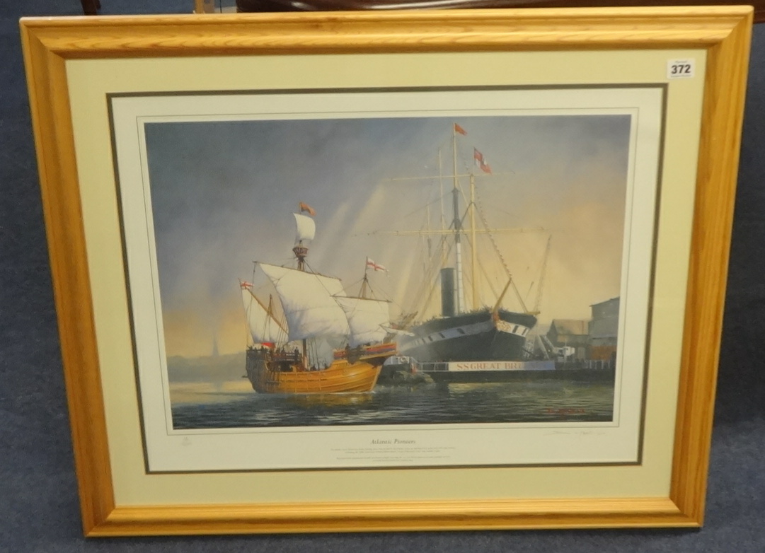 D.MACLOAD signed Limited Edition print 'Atlantic Pioneers' no 16/500 together with a modern print - Image 2 of 3