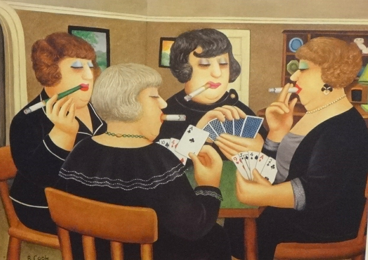 BERYL COOK (1926-2008) 'Bridge Party' rare limited edition signed lithograph print, no 635/650, - Image 3 of 4