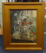 M.E.JACKSON, (early 20th century) oil on canvas, 'Spring Flowers Still Life', signed, 46cm x 35cm.