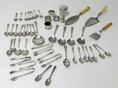 A collection of silver and silver plated flat ware etc.