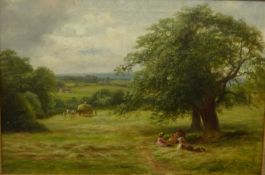 ALFRED BENNETT (1886-1950) oil on canvas, 'Lazy Time, Derbyshire', signed and dated 1905, titled