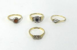 Two 18ct gold dress rings and two others (4).