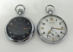 Two army issue pocket watches, HELVETIA & MARVIN, each back plate stamped G.S.T.P. (2).