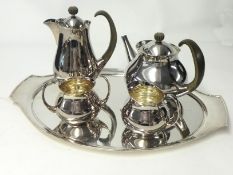 ERIC CLEMENTS (b1925, designer) A five piece Clements Pattern silver tea service, with plain