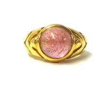 BVLGARI an 18ct gold and pink tourmaline dress ring, collect set with a cabochon stone with