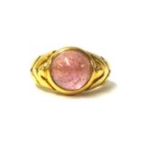 BVLGARI an 18ct gold and pink tourmaline dress ring, collect set with a cabochon stone with