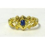 An 18ct gold diamond and sapphire ring, size O.