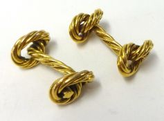 ASPREY -a pair of gents 9ct gold rope cuff links, approx. 12.50g.