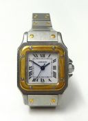 CARTIER SANTOS a stainless steel and gold ladies automatic wristwatch, case numbered 090267637,