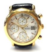 MOVADO a good gents 18ct automatic chronograph wrist watch with mother of pearl dial, the case