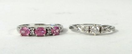 Two 9ct white gold dress rings, each stamped .375, weight 3g.