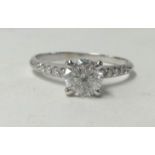 A diamond solitaire 4 prong shank ring, approx. 1.00 carat.