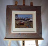 JOHN BOYCE Brixham Harbour, oil on board. 26 cm x 20 cm, framed (53 cm x 49 cm).