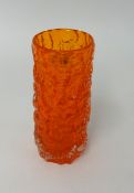 A Whitefriars orange glass vase, height 19cm