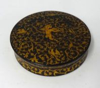 19th Century circular papier mache snuff box stamped inside 'Joseph Frocley'