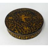 19th Century circular papier mache snuff box stamped inside 'Joseph Frocley'