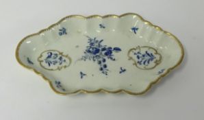 A Worcester 'Dry Blue' spoon tray, circa 1770's, length 15cm, width 9cm