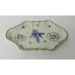 A Worcester 'Dry Blue' spoon tray, circa 1770's, length 15cm, width 9cm