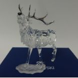 Swarovski Crystal glass Stag with mirror base.