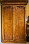 A good 19th century two door figured walnut wardrobe, with partly fitted interior, height 200cm.