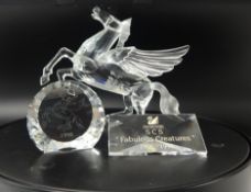 Swarovski Crystal glass Fabulous Creatures Anniversary Edition 1998. The Pegasus, plaque and