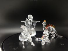 Swarovski Crystal glass Various items, Dino, Ballet Dancer, Angel, Clown.