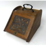 Coal scuttle also a silver plated tray and candelabra, and mahogany framed mirror,.