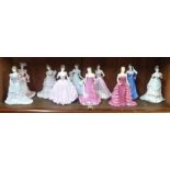 Collection of Royal Worcester and Coalport porcelain figurines(10).