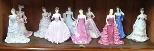Collection of Royal Worcester and Coalport porcelain figurines(10).