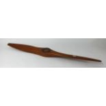 A wooden aircraft propeller stamped JW014 54 X 36