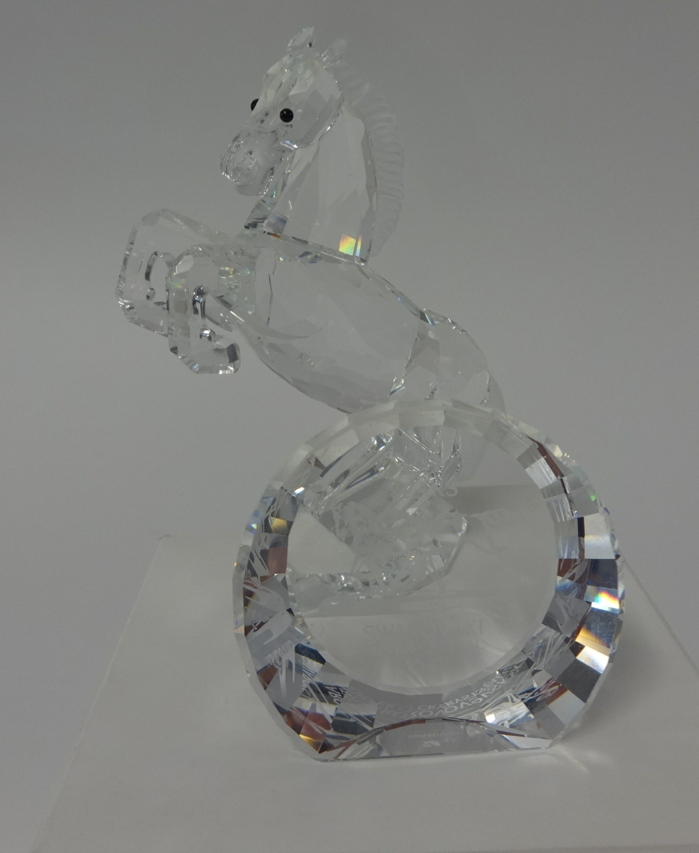 Swarovski Crystal glass White Stallion, plaque and mirror base (2).