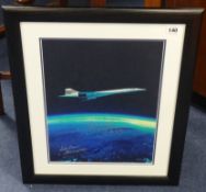 Concorde photograph, signed by Adrian Meredith and Mike Bannister with certificate. 39cm. x 29cm.