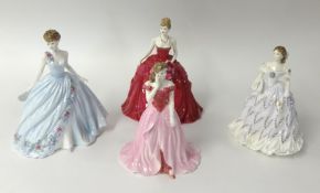 Four porcelain figurines including Coalport 'Sarah', and Royal Worcester 'The Last Waltz' (4).