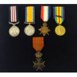 Five Great War Medals including the Military Medal (MM) awarded to SGT. A. (Arthur) BOUGHTON 1/