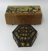 Anglo Indian quill jewellery box and another jewellery box (2)