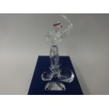 Swarovski Crystal glass Antonio with 3 plaques and red crystal pin and stand (5).